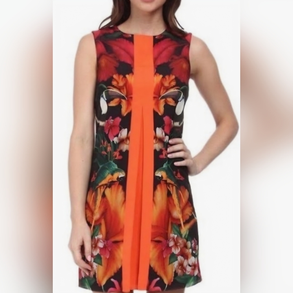 Ted Baker Barbee Orange Sleeveless Dress, Size 2 TB, US Size 4-6. Beautiful!